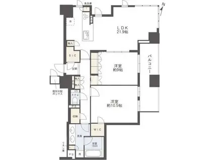 ザ・パークハウス大阪梅田タワー(2LDK/33階)の間取り写真