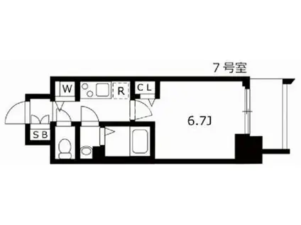 セオリー大阪城サウスゲート(1K/5階)の間取り写真