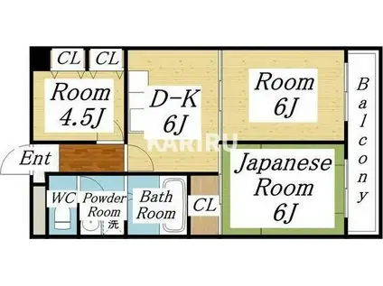 サンリッツ巽(3LDK/7階)の間取り写真