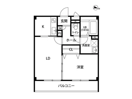アンプルールフェール今津(1LDK/2階)の間取り写真