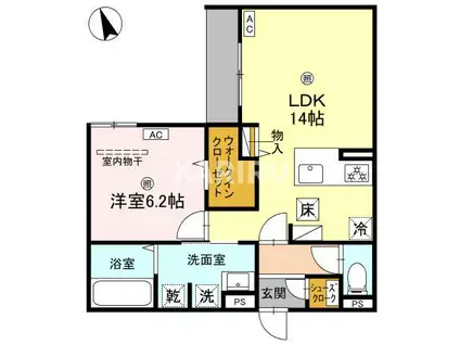 スペチアーレ赤川(1LDK/1階)の間取り写真