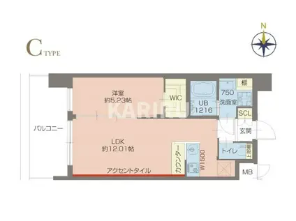 プレジオ玉造(1LDK/2階)の間取り写真