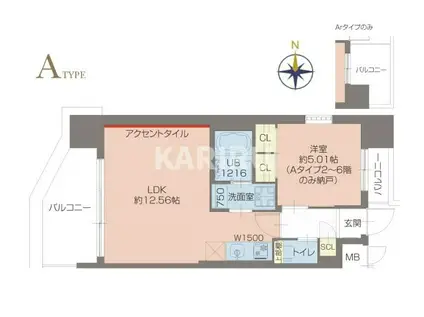 プレジオ玉造(1LDK/2階)の間取り写真