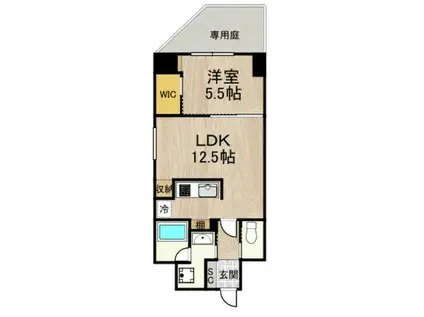 ONE O ONE 内代(1LDK/1階)の間取り写真