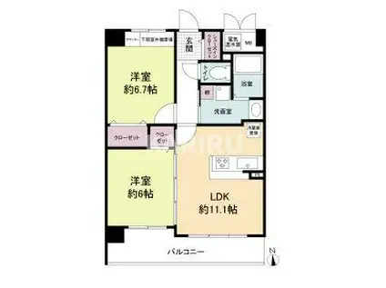 エスタブレヤマキ(2LDK/4階)の間取り写真