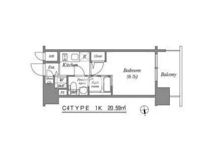 エスリード京橋桜ノ宮公園(1K/7階)の間取り写真