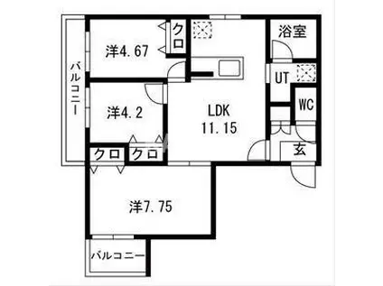 エス.フィールド奏(3LDK/2階)の間取り写真