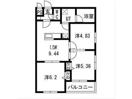 エス.フィールド奏(3LDK/2階)の間取り写真