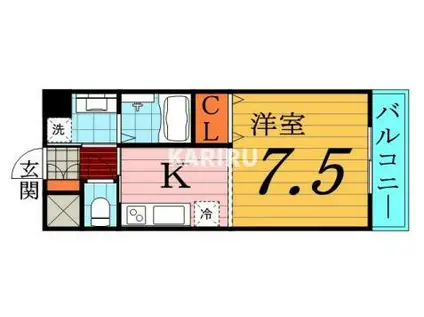 ウイングコート大和(1K/8階)の間取り写真