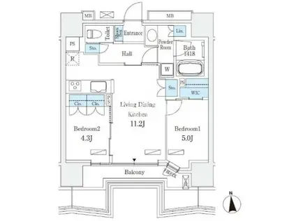 STANDZ四天王寺前夕陽丘(2LDK/2階)の間取り写真