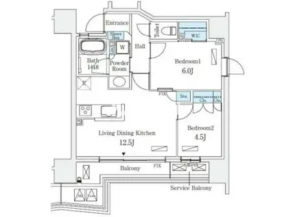STANDZ四天王寺前夕陽丘(2LDK/2階)の間取り写真