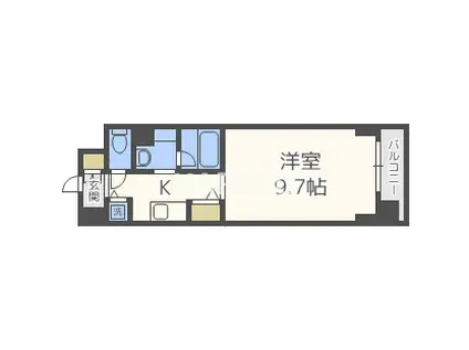 インザグレイス天神橋(1K/9階)の間取り写真