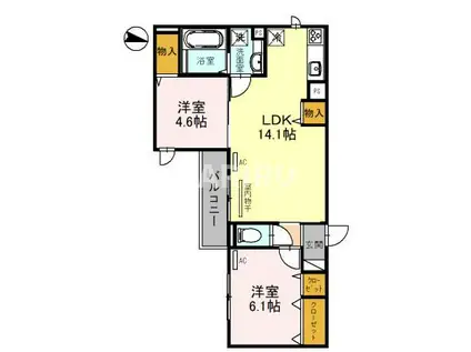CLASHIST中宮ノース(2LDK/3階)の間取り写真