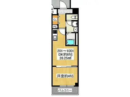 ヴィラナリー豊秀(1DK/5階)の間取り写真