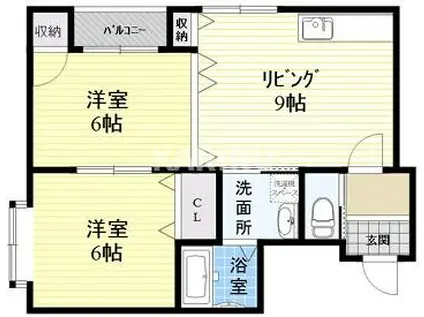 エクシオプレイスⅡ(2LDK/4階)の間取り写真