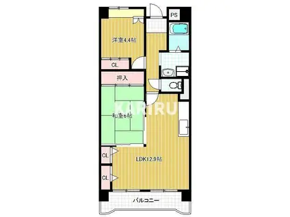 ロイヤル鶴見(2LDK/7階)の間取り写真