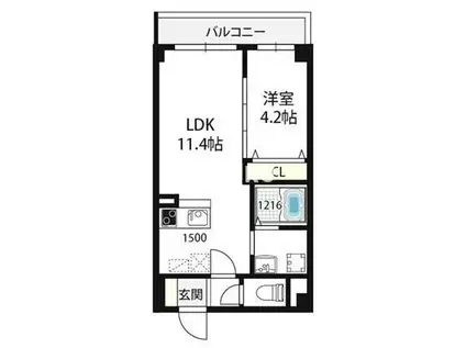 RETUMEKITA(1LDK/2階)の間取り写真
