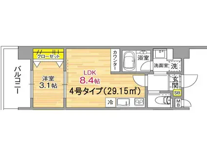 グローハイツ千林(1LDK/2階)の間取り写真
