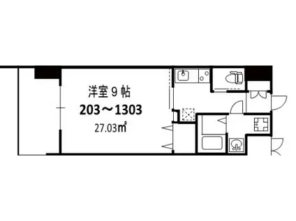フォレストグレイス高井田1(1K/13階)の間取り写真