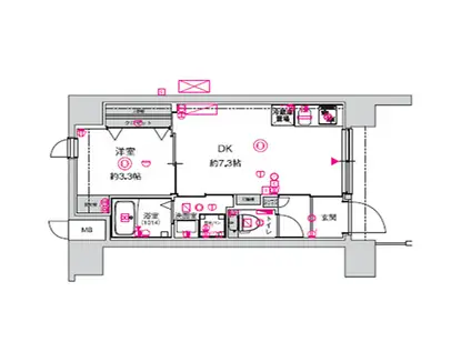 CREST TAPP 天王寺イースト(1DK/1階)の間取り写真