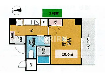 ウイングビュー野江(1K/8階)の間取り写真