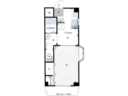 ブライマ城東(1DK/4階)の間取り写真