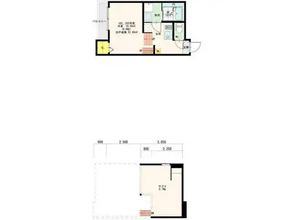 サウスモデラート(1K/2階)の間取り写真