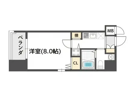 ウエンズ大阪城北(1K/8階)の間取り写真