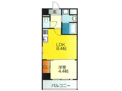 ウッディハウスウエコー(1LDK/4階)の間取り写真