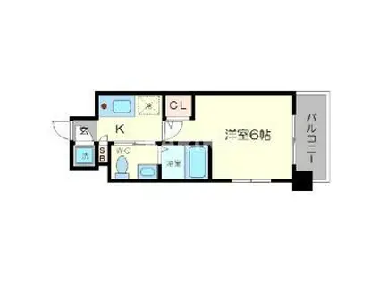 エスリード京橋ノースプレイス(1K/2階)の間取り写真