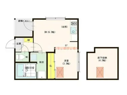 ハーモニーテラス千林大宮(1DK/3階)の間取り写真