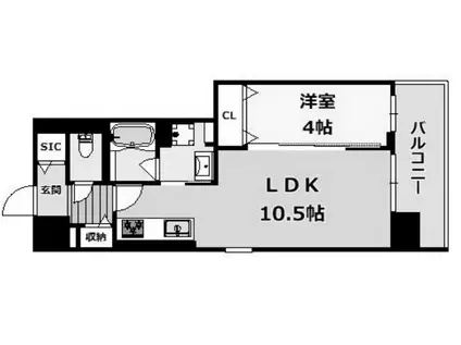 コーポラス京橋(1LDK/8階)の間取り写真