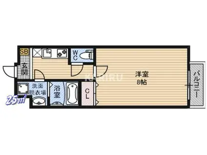 アンリ北詰(1K/3階)の間取り写真
