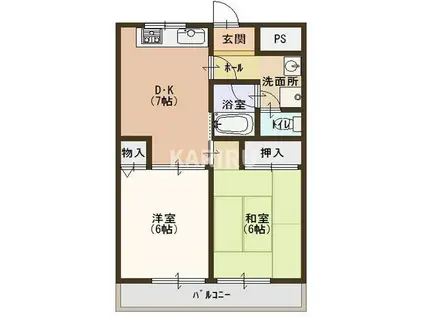 グランドシャトー鴫野(2LDK/3階)の間取り写真