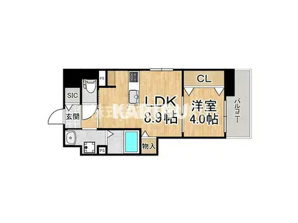 コーポラス京橋(1LDK/4階)の間取り写真