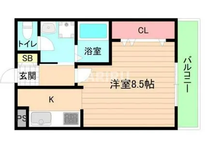 和ハイツⅡ(1K/4階)の間取り写真