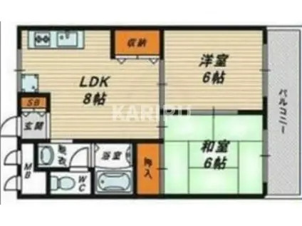 リバーサイドニッシン城東ハイツ(2LDK/2階)の間取り写真