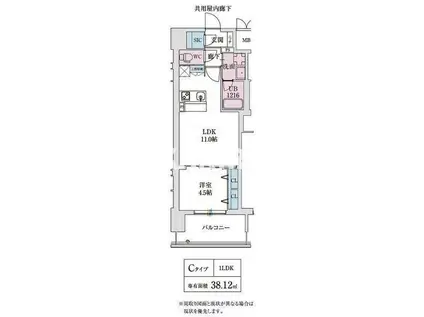 スプランディッド本町グラン(1LDK/8階)の間取り写真