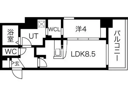 アーバンカーサ蒲生(1LDK/6階)の間取り写真