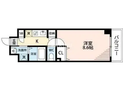 エグゼ大阪城東(1K/2階)の間取り写真