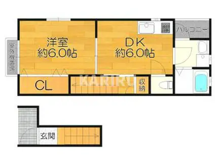 大阪市今里筋線 新森古市駅 徒歩7分 2階建 築61年(1DK)の間取り写真