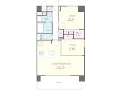 グランヴィラッセ北梅田(2LDK/2階)の間取り写真