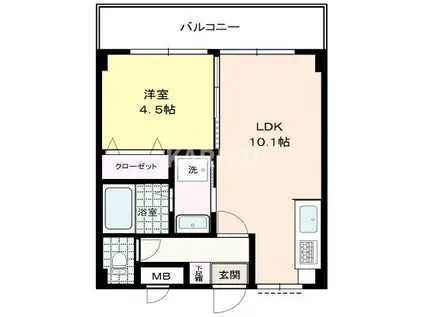 コーエイハイツ(1LDK/6階)の間取り写真