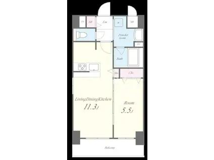 サンセール上本町(1LDK/8階)の間取り写真