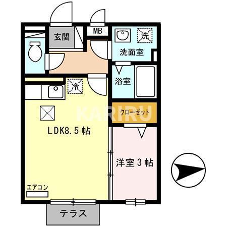 ハナミズキ(1LDK/1階)の間取り写真