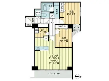 ドルミ代々木(2LDK/12階)の間取り写真