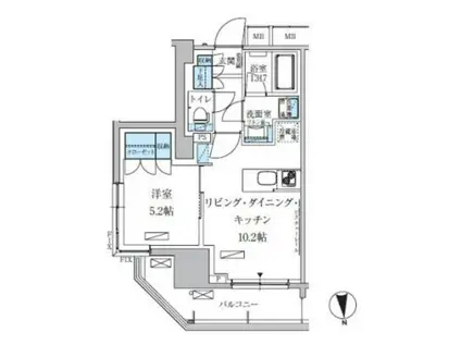 パークアクシス上野三丁目(1LDK/11階)の間取り写真