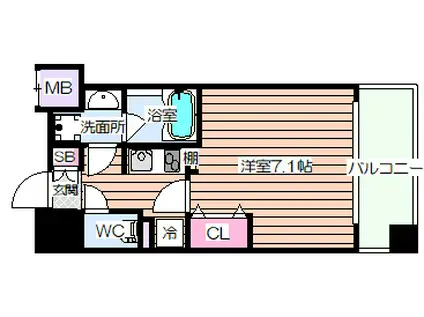 ゲートコート大阪福島(1K/12階)の間取り写真