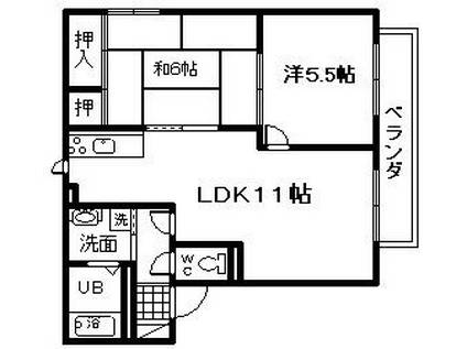浅井ハイツA棟(2LDK/1階)の間取り写真