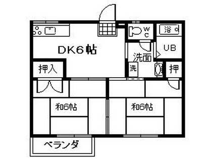 ときわ プラザ(2DK/2階)の間取り写真